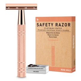 Rose Gold Double Edge Safety Razor, Single Blade Razors for Women, with 10 Platinum Coated Safety Razor Blades, 1 Blade Razors, Anti-slip Handle, Metal Material, Reusable, Eco-friendly, Smooth Shaving