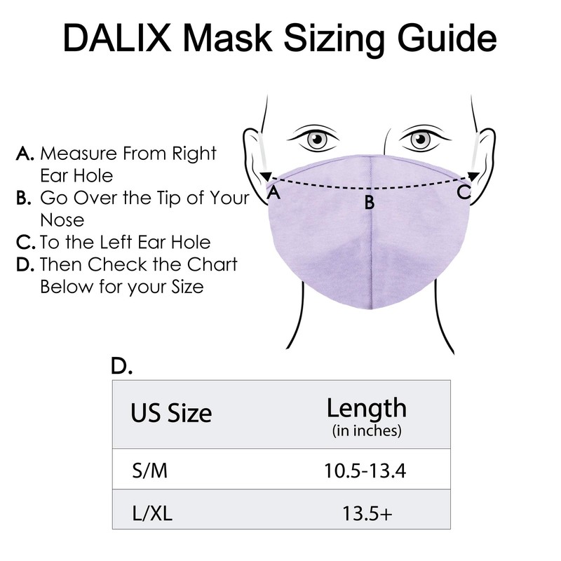 DALIX Cloth Face Mask Reuseable Washable in Lavender Made in