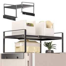 Adjustable Refrigerator/Washer Top Storage Rack - Expandable Organizer Shelf（12.4 "-23.62", L-Shaped Design, Anti-Slip, Space Saver for Kitchen, Laundry, Dorm (Fits Most Appliances)