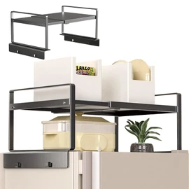 Adjustable Refrigerator/Washer Top Storage Rack - Expandable Organizer Shelf（12.4 "-23.62", L-Shaped Design, Anti-Slip, Space Saver for Kitchen, Laundry, Dorm (Fits Most Appliances)