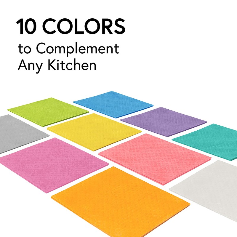 Swedish Wholesale Dishcloths, Cellulose Sponge Cloths – Bulk 10 Pack
