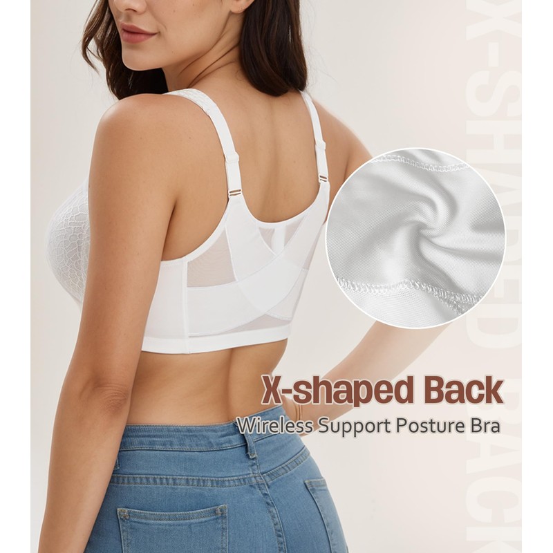 HACI Women's Front Closure Posture Bra Back Support Full Coverage