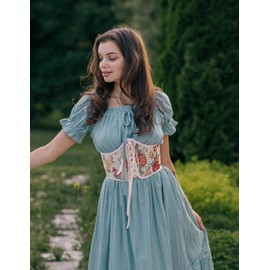 Scarlet Darkness Women Medieval Belt Lace-up Wide Waist Plastic Boned Belt for Party Orange 10