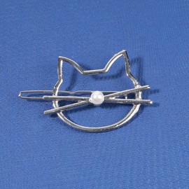 Yheakne Cat Hair Clip Barrette Silver Hair Barrette Pin Animal Hair Barrette Clips Decorative Hair Accessories for Women and Girls Cat Lover Gifts (Silver)