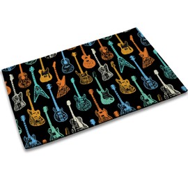 TUBAMQ Colorful Guitar Door Mat, 17 x 30 Inch Welcome Doormat Decorative Home Floor Mat, Non Slip Rubber Back and Strong Water Absorption for Outdoor Indoor Entrance Decor