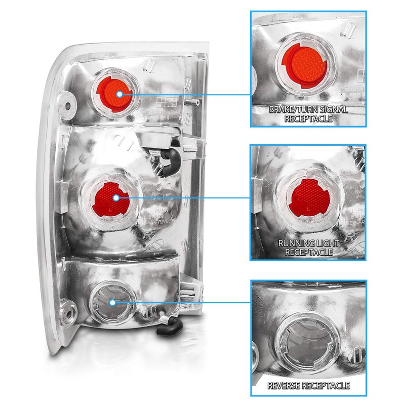 AmeriLite Black Replacement Brake Tail Lights Set For 1998-2000 Ford