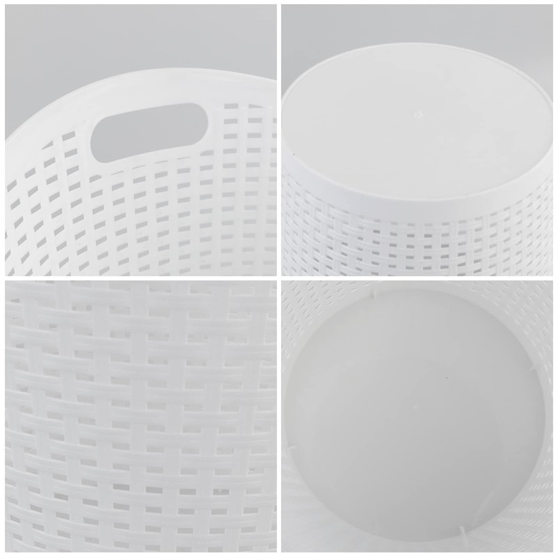 Dehouse Round Plastic Laundry Baskets, White Clothes Hamper, Pack of