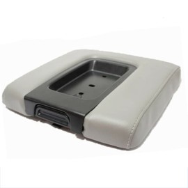 GXARTS Leather Console Lid Armrest Cover Gray Compatible with Chevy Silverado GMC Sierra Jump Seat 1500 2500 3500 2014-2018