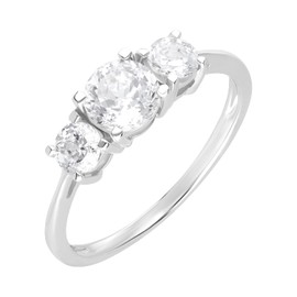 Ivy Gems 9ct White Gold 1ct Finest 100 Cut Swiss Cubic Zirconia Round Trilogy Ring - Size N