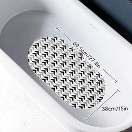 Oval Bath Mat Non Slip 27 x 15 Inch, Soft PVC Shower Mat with 168 Power Grip Suction Cups and Anti Slip Bumps for Shower Stalls, Bathtubs, Spa, Hotel, Dorm, Swimming Pool (Grey)