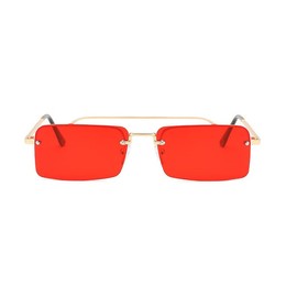Sundaze Women's Trendy Fashion Rimless Square Sunglasses 2023 (Gold/Red)