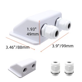 Tsnamay Solar Cable Entry Gland,3.9"x3.46" ABS Rectangular Dual Cable Entry Housing,White