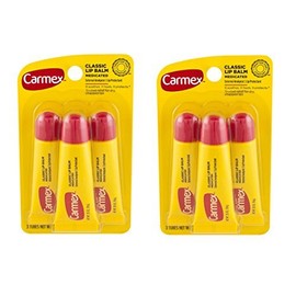 Carmex Tubo de bálsamo labial clásico medicado 0.35 onzas (6 tubos)
