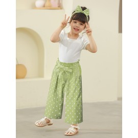 CRISONE Teen Girl Clothes 12-14 13 Years Old Teenage Girl Clothes Square Neck Short Puff Sleeve Shirts+Stylish Pants Tween Outfits 12-14 Girls Trendy