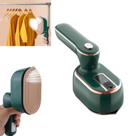 AWESQCQ Micro Steam Iron for Clothes, Portable Handheld Travel Garment Steamers with Dry & Wet Ironing, 1000W 20S Fast Heat Up Steaming, Rotating Foldable Mini Garment Steamer Machine (1PCS, Green)