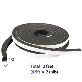 High Density Foam Tape Waterproof Sealing Strip CR Strips Neoprene Single-Sided Adhesive EVA Seal 1/2in X 1/2in X 13Ft
