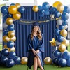 Navy Blue Backdrop Curtain Panels, Wrinkle Free Navy Blue Photo