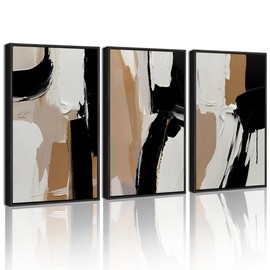 KUVIOKE Black Abstract Framed Canvas Wall Art Minimalist Graffiti Pastel Wall Decor Modern Art Painting Home Decor 11x14in (Black Framed)