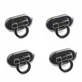 Twist Closure Bag Closure 4 Pcs Metal Bag Clasp Thumb Twist Lock for DIY Handbag Shoulder Bag Accessories - Black