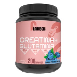 Creatina  Glutamina 1 Kg Flamish Pre Entreno 50servicios Mora Azul                                                                                    