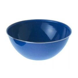 GSI Outdoors Enamelware Stainless Steel Rimmed 9.5" Mixing Bowl Camping Bowl - Blue