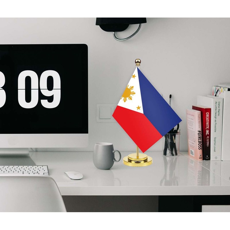 Philippines Desk Flag,12 inch Tall Small Filipinos Indoor Banner,Tiny Printing