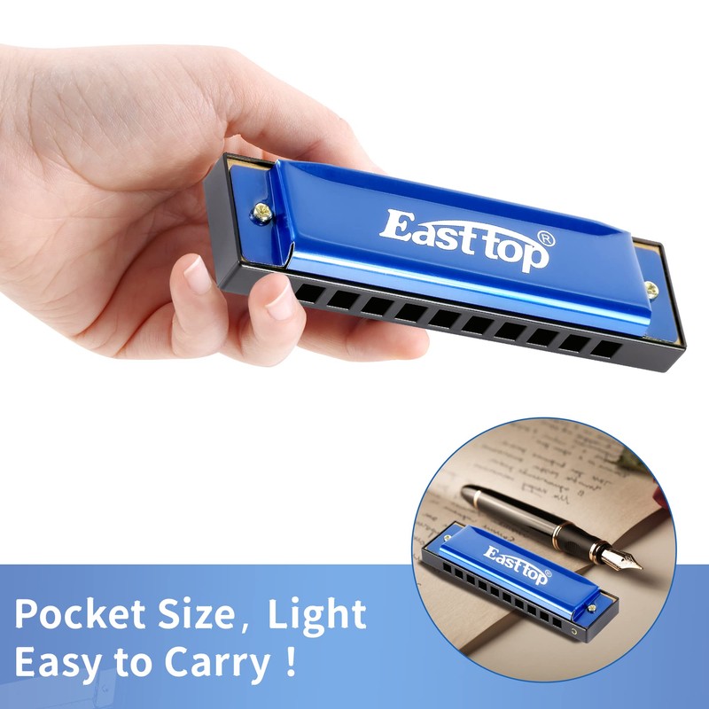 East top Blues Harmonica, Diatonic Harmonica Key of C 10