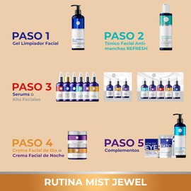 MIST JEWEL Suero vitamina C + Acido hialuronico + VIt E facial + Rosa mosqueta hidratante y protector piel | Serum con Efecto reparador y protector anti manchas cutis