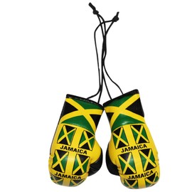 Pair of Jamaican Flag Hanging Mini Boxing Gloves for the Car or Home