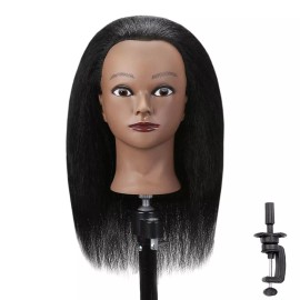 Armmu Mannequin Head with 100% Real Hair, 16" Hairdresser Cosmetology Mannequin Man...