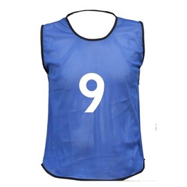 10 MESH BIBS FOOTBALL TRAINING SPORTS BIBS PRINTED NUMBER (1-10 OR number of your choice) Front & Back (Blue (Front Only), Adult(Large to XL))