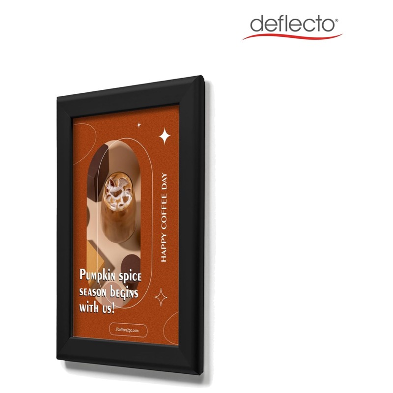 Deflecto A4 Snap Frame - Elegant Black Aluminium Clip Frame
