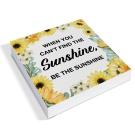 Summer Decor, Sunshine Decorations Sunflower Wooden Sign Summer Home Decor Indoor for Desk Table Shelf 5 X 5 Inches