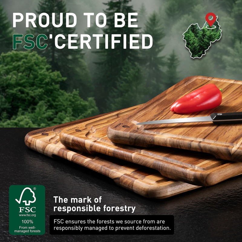 Teak Wood Cutting Board Set for Kitchen High-End Non Toxic