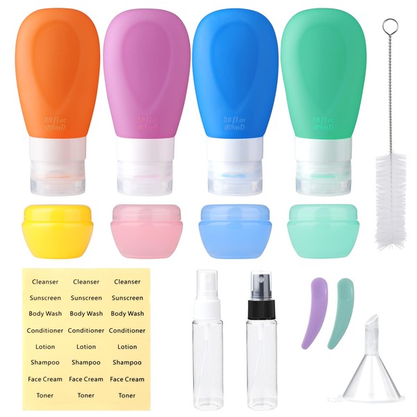 Botellas de viaje de silicona reutilizables para artículos de cambiador