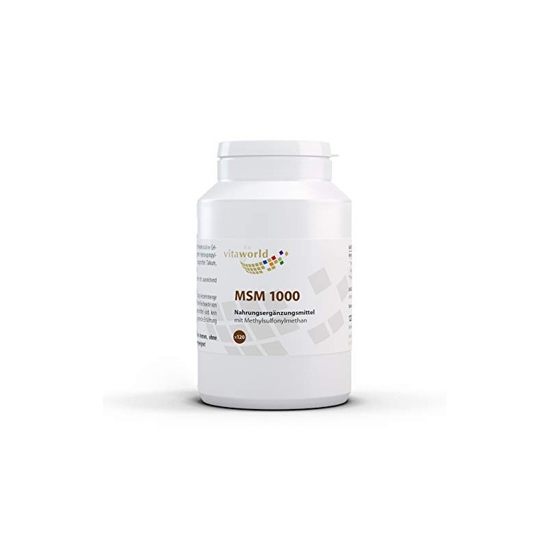 Vita World MSM 1000 mg (Methylsulfonylmethane) High Dosage 120 Tablets