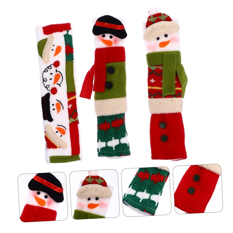 LABRIMP Snowman Themed Handle Covers 3 Pack Snowman Fabric Handle