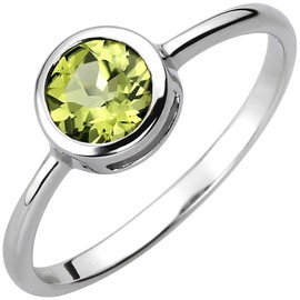 Jobo Women's Ring 925 Sterling Silver 1 Peridot Green Silver Ring, Silver, Peridot