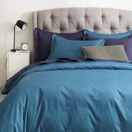 SUSYBAO 3 Pieces Duvet Cover Set 100% Natural Cotton Queen Size 1 Duvet Cover 2 Pillow Shams Solid Teal Luxury Quality Ultra Soft Breathable Lightweight Durable Easy Care Bedding with Zipper Ties