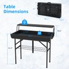SHAREWIN Double-Layer Ice Cooler Folding Table, Party Chilling Table with