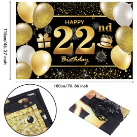 22nd Happy Birthday Banner IMISI Birthday Decorations Birthday Backdrop Decorations for a Party
