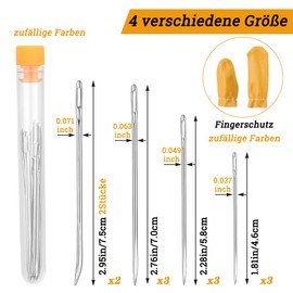 Deudy 14-Piece Leather Sewing Needle Kit, Leather Needles Hand Sewing Includes Blunt Triangle Needle, Sack Pin, Finger Protection, Leather Hand Sewing Needle Kit for Upholstery, Leather, Carpet Canvas