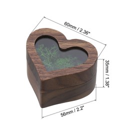 PATIKIL Wooden Ring Boxes, Heart Shaped Ring Boxes with Single Slot Engagement Ring Boxes Holder Jewelry Boxes for Proposal Wedding Ceremony, Dark Green