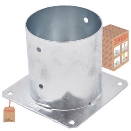 TRIBECCO Ground Sleeve with Dowel Plate for Round Wood Posts Diameter 141 x Height 150 mm Hot-Dip Galvanised Steel Round Screw-On Sleeve as Anchoring for Carports Fences Gate Posts Palisades