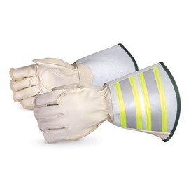 Superior 365DLX6 Horsehide Leather Deluxe Lineman Glove with 6" Reflective Gauntlet Cuff, Work, Medium (Pack of 1 Pair)
