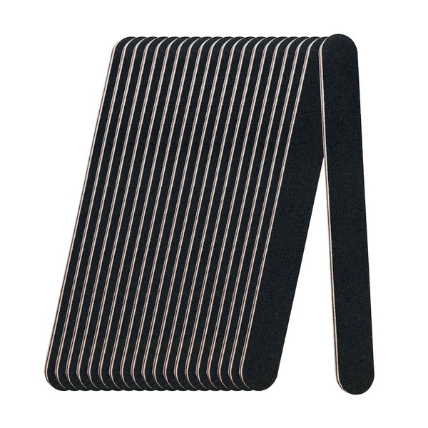 LNAUJS 20 Pack 100/180 Grit Nail Files, Black Professional Reusable