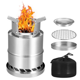 Portable Table Top Fire Pit, Smokeless Stainless Steel Firepit, Safe Burning Mini Outdoor Stove, Fueled by by Wood Pellet Liquid Fuels, Small Fire Pit with Carry Bag for Camping Outdoor Patio, 14CM