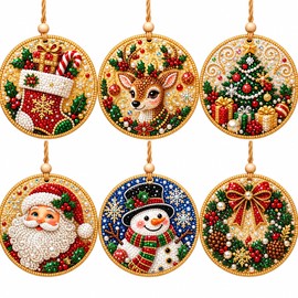 DIY Christmas Diamond Painting Ornament Kit for Holiday Decorating – 6 Sparkling Designs for Festive Tree Displays