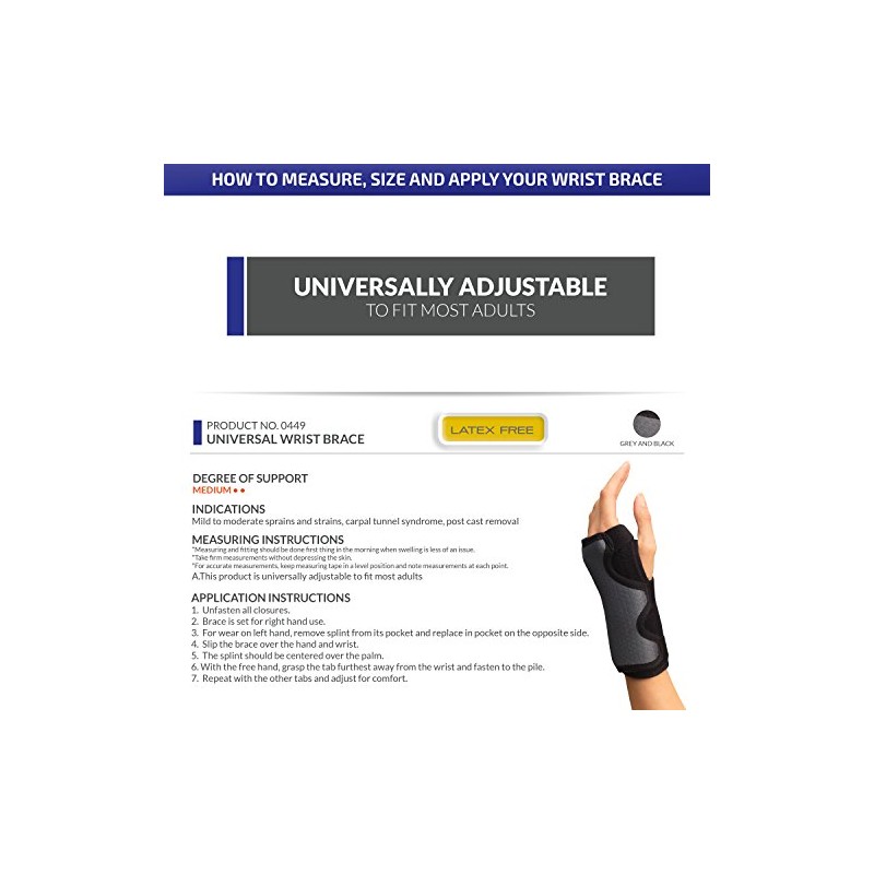 Champion Wrist Support Brace, Removable Motion Stabilizer Splint, Medum Support,