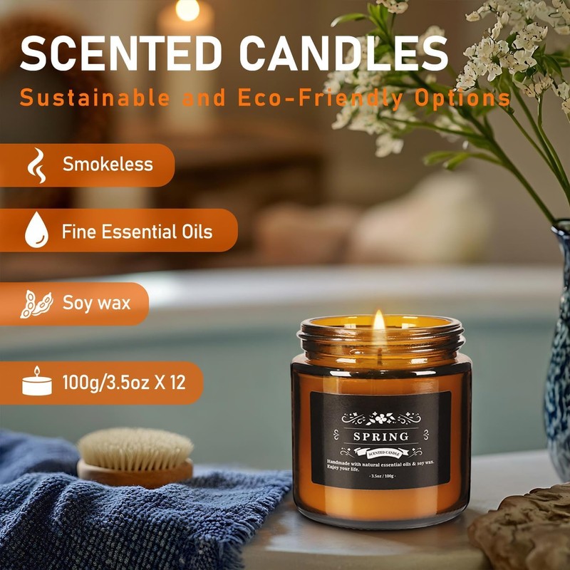 YOROXRG 12 Pcs Scented Candles with Added Natural Essential Oils,